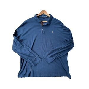 Polo Ralph Lauren Shirt Mens Flesh Pony‎ XXL Navy Blue Soft Touch Long Sleeve